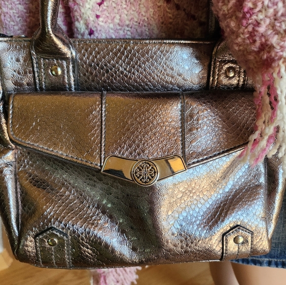 Bling IRRIDESCENT TREVISO Silver Mini-Tote With Crossbody Strap, EUC - Picture 10 of 15